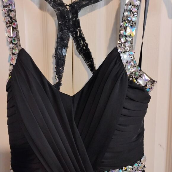 City Triangles Black Silver Halter Maxi Dress - Picture 6 of 11